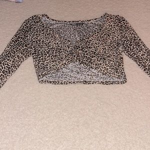 cheetah long sleeved cropped top